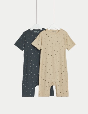 

Unisex,Boys,Girls M&S Collection 2Pk Adaptive Pure Cotton Star Rompers (3-16 Yrs) - Oatmeal Mix, Oatmeal Mix