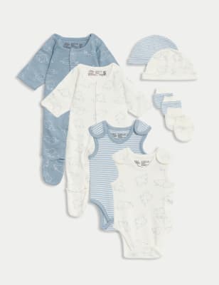 

Unisex,Boys,Girls M&S Collection 8pc Pure Cotton Premature Elephant Starter Set - Blue Mix, Blue Mix