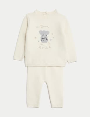 

M&S Collection Conjunto de 2 piezas de punto con diseño de elefantes 'Born in 2024' (7 lbs-9 meses) - White Mix, White Mix