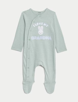 

M&S Collection Pijama de bebé 100% algodón de rayas con texto 'Grandma' (7 lbs-9 meses) - Green Mix, Green Mix