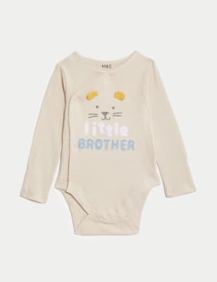 

Unisex,Boys,Girls Pure Cotton Little Brother Slogan Bodysuit (7lbs-9 Mths) - Calico Mix, Calico Mix