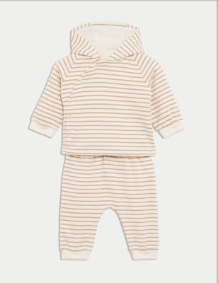 

Unisex,Boys,Girls M&S Collection 3pc Cotton Rich Stripe Outfit (0-12 Mths), Latte