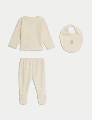 

Unisex,Boys,Girls M&S Collection 3pc Cotton RIch Bib Outfit (7lbs-1 Yrs) - Latte, Latte