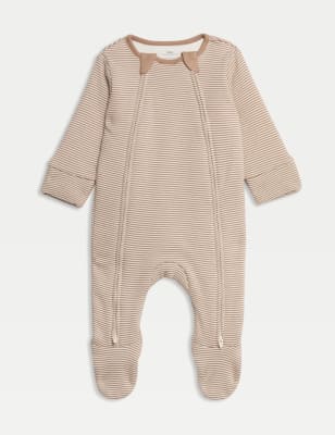 

M&S Collection Bodies para dormir de rayas 100% algodón con gramaje de 2,5% (0-3 años) - Brown Mix, Brown Mix