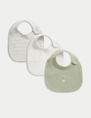 

Unisex,Boys,Girls M&S Collection 3pk Pure Cotton Dribble Bibs - Mink Mix, Mink Mix