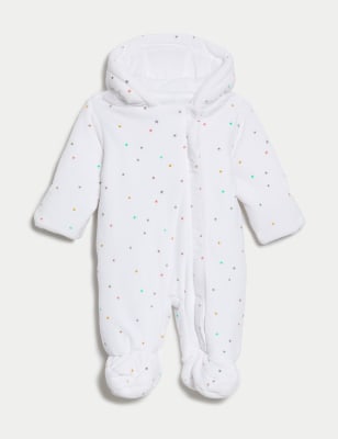 

Unisex,Boys,Girls M&S Collection Stars Hooded Pramsuit (7lbs-1 Yrs) - Cream Mix, Cream Mix