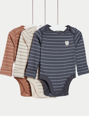 

Unisex,Boys,Girls M&S Collection 3pk Pure Cotton Striped & Bear Bodysuits (0-3 Yrs) - Carbon, Carbon