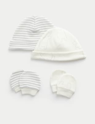 

Unisex,Boys,Girls M&S Collection 2pk Premature Hats & Mittens Set (3lbs-4lbs) - White Mix, White Mix