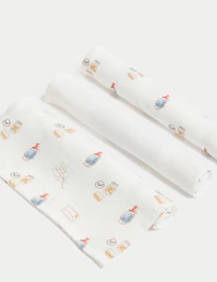 

Unisex,Boys,Girls M&S Collection 3pk Pure Cotton Paddington™ Muslin Squares - Cream Mix, Cream Mix