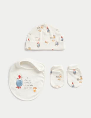 

Unisex,Boys,Girls M&S Collection Cotton Rich Paddington™ Bib, Hat and Mitten Set - Cream Mix, Cream Mix