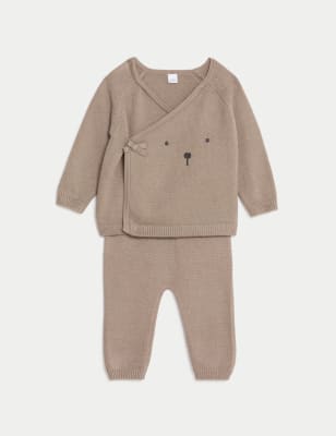 

Unisex,Boys,Girls M&S Collection 2pc Bear Outfit (7lbs-1 Yrs) - Mink, Mink