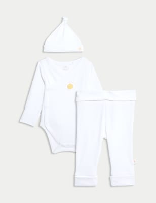 

Unisex,Boys,Girls M&S Collection 3pc Cotton Rich Bodysuit and Legging Outfit (0-12 Mths) - Yellow Mix, Yellow Mix