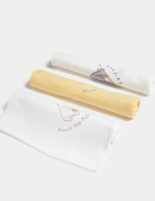 

M&S Collection 3er-Pack Mulltücher aus reiner Baumwolle mit Winnie the Pooh™-Motiv - Yellow Mix, Yellow Mix
