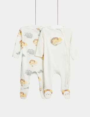 

M&S Collection Pack de 2 pijamas para bebé 100% algodón con diseño de león (6½ lbs-3 años) - Ivory Mix, Ivory Mix