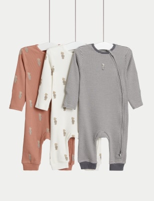 

M&S Collection Pack de 3 pijamas para bebé de algodón con diseño de osos (6½ lbs-3 años) - Sandstone, Sandstone