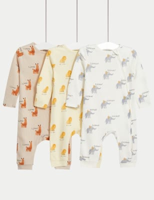 

M&S Collection 3er-Pack Schlafanzüge aus reiner Baumwolle mit Safarimuster (3 kg-3 Jahre) - Yellow Mix, Yellow Mix