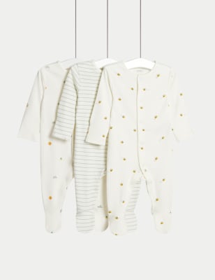 

M&S Collection Pack de 3 pijamas para bebé 100% algodón estampados (6½ lbs-3 años) - White Mix, White Mix