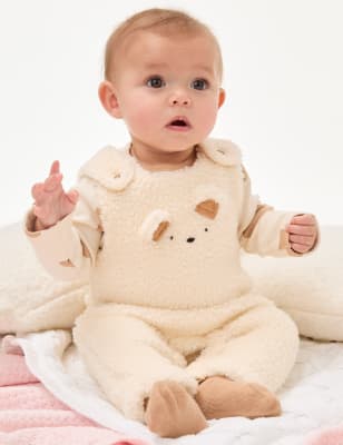 

Unisex,Boys,Girls M&S Collection 2pc Borg Teddy Outfit (7lbs - 1 Yrs) - Cream Mix, Cream Mix