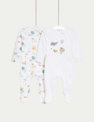 

M&S Collection 2er-Pack Schlafanzüge aus reiner Baumwolle mit Bauernhofmotiv (3 kg-3 J.) - White Mix, White Mix