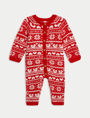 

Unisex,Boys,Girls M&S Collection Fair Isle Christmas All in One (0-12 Mths) - Red Mix, Red Mix