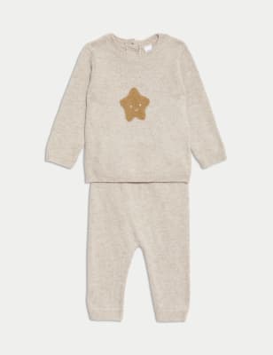 

Unisex,Boys,Girls M&S Collection 2pc Cotton Rich Knitted Star Outfit (7lbs-1 Yrs) - Cream Mix, Cream Mix