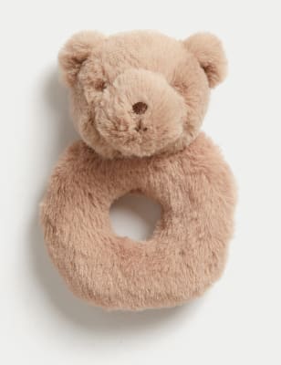 

Unisex,Boys,Girls M&S Collection Bear Ring Rattle - Soft Brown, Soft Brown