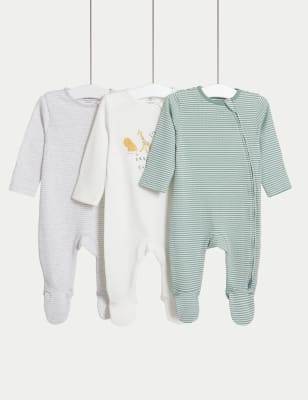 

M&S Collection Pack de 3 pijamas enteros 100 % algodón estampados (3 kg-3 años) - Green Mix, Green Mix