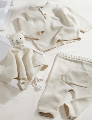 

Unisex,Boys,Girls M&S Collection 3pc Pure Cotton Knitted Outfit Gift Set (0-6 Mths) - Calico, Calico