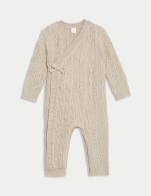 

Unisex,Boys,Girls M&S Collection Cable Knit All in One (7lbs-12 Mths) - Cream, Cream