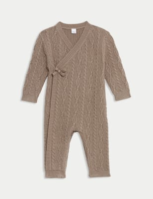 

Unisex,Boys,Girls M&S Collection Cable Knit All in One (7lbs-12 Mths) - Mink, Mink