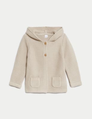 

Unisex,Boys,Girls M&S Collection Pure Cotton Hooded Cardigan (7lbs-3 Yrs) - Oatmeal, Oatmeal