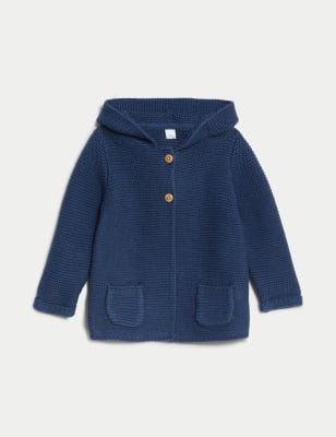 

Unisex,Boys,Girls M&S Collection Pure Cotton Hooded Cardigan (7lbs-3 Yrs) - Indigo, Indigo