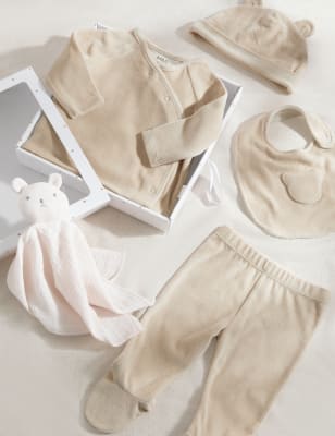 

M&S Collection Conjunto para regalo de 5 piezas de velvetón de algodón (0-6 meses) - Cream Mix, Cream Mix