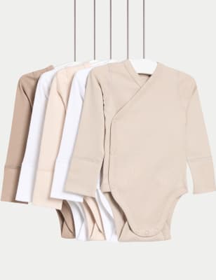 

Unisex,Boys,Girls M&S Collection 5pk Pure Cotton Crossover Bodysuits (6lbs-3 Yrs), Oatmeal