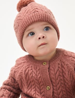 

Unisex,Boys,Girls M&S Collection 2pc Knitted All In One and Hat Set (0-12 Mths) - Terracotta, Terracotta