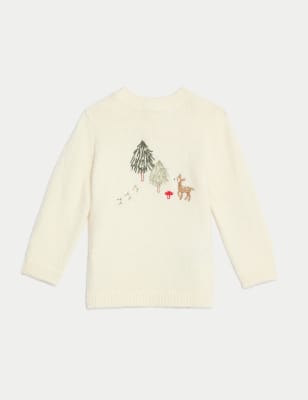 

M&S Collection Suéter de algodón con bordado (7 lbs-12 meses) - Cream Mix, Cream Mix