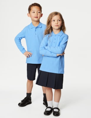 

M&S Collection Unisex-Polohemd mit langen Ärmeln (2-18 J.) - Pale Blue, Pale Blue