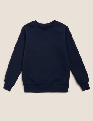 

M&S Collection Sudadera unisex de escote en pico de algodón (2-16 años) - Dark Navy, Dark Navy