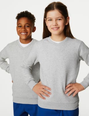 

M&S Collection Unisex-Sweatshirt aus Baumwolle mit V-Ausschnitt (2-16 Jahre) - Grey Marl, Grey Marl