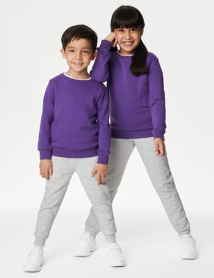 

M&S Collection Sudadera unisex de escote cerrado de algodón (2-16 años) - Purple, Purple