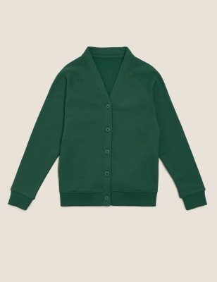 

M&S Collection Cárdigan escolar de algodón de ajuste estándar para chicas (2-16 años) - Bottle Green, Bottle Green