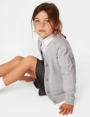 

M&S Collection Cárdigan escolar de algodón de ajuste estándar para chicas (2-16 años) - Grey Marl, Grey Marl
