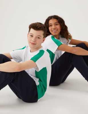 

Unisex,Boys,Girls M&S Collection Unisex Active T-Shirt (3-16 Yrs) - White/Green, White/Green