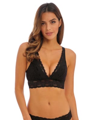 Wacoal Women's Halo Floral Lace Non Wired Plunge Bra - 36 - Beige, Black,Beige