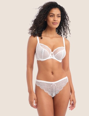 Freya Women's Fancies Wired Plunge Bra C-G - 30G - White, White,Black