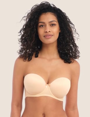 Freya Women's Deco Wired Strapless Moulded Bra B-GG - 32F - Nude, Black,Nude