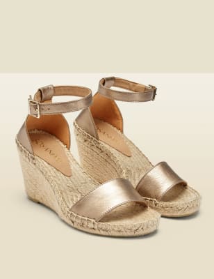 Sosandar Women's Leather Wedge Espadrilles