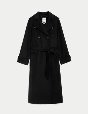 

JAEGER Womens Pure Wool Wrap Coat - Black, Black