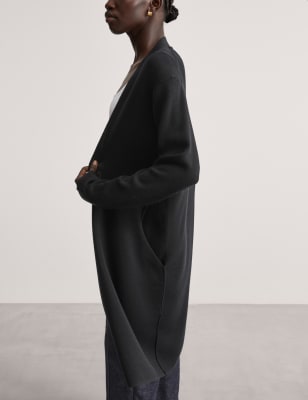 

JAEGER Womens Pure Merino Wool Longline Cardigan - Black, Black