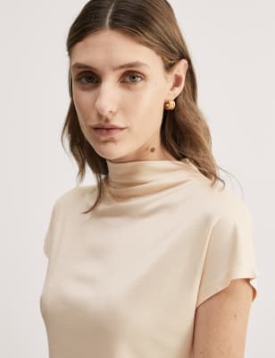 Jaeger Women's Jersey Funnel Neck Top - 18 - Ivory, Ivory